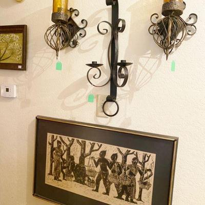 assortment of wrought iron sconces