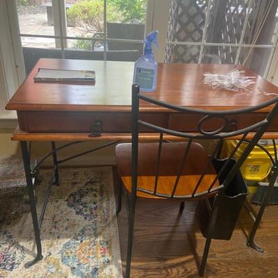 Wood desk and chair