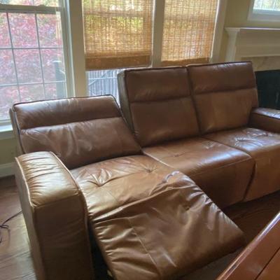 Power operated leather sofa