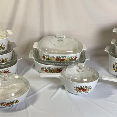 Vintage Pyrex Set Of 11 Dishes With Lids - "Spice Of Life" Pattern
