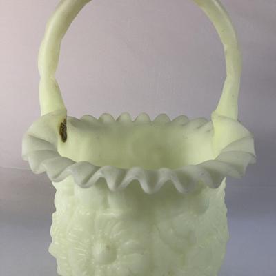 Vintage Fenton Glass Ruffled Rim Basket