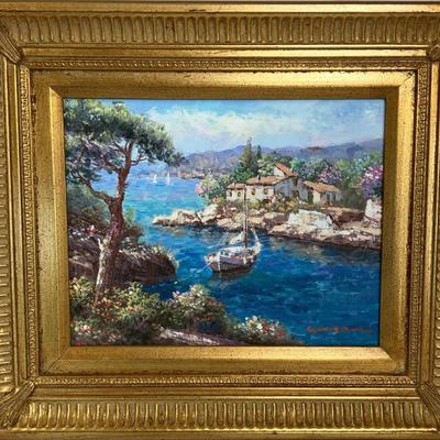 S. Sam Park "View of the French Riviera" Signed Original Oil Painting