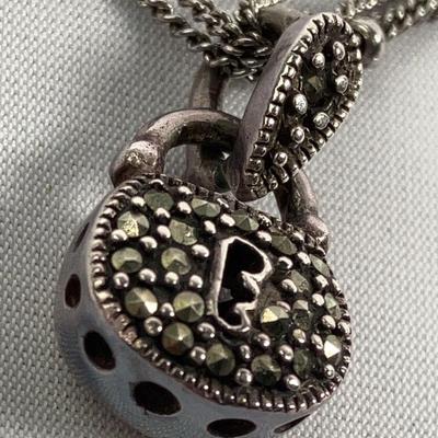 Sterling Silver Lock Pendant Necklace