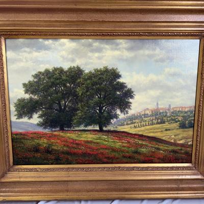 Mark Pettit "Poppies in Vald’orcia" Signed Original Oil Painting