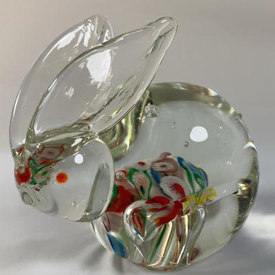 Millefiori Glass Bunny Paperweight