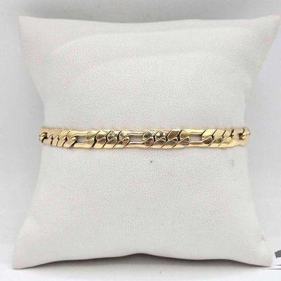 #600 • 18k Gold Flat Curb Chain Bracelet, 7.1g

