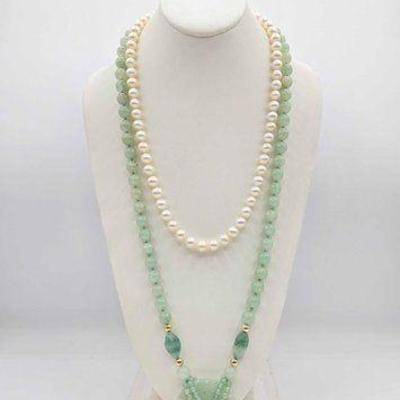 #1000 • Jadeite Necklace & Pearl Necklace, 185.3g
