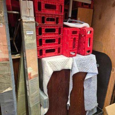 #10018 • Crates, Chairs, Stools, Blinds, Glass, Hardware, Scissor Jacks, and Misc
