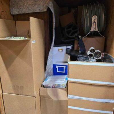 #10020 • Golf Bag, Tablet, Monitor, Hutch, Ice Chest, Sewing Kit, Boxes of Misc
