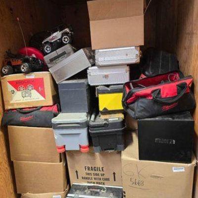#10014 • Tools, RC Cars, Tool Boxes, Cases, Boxes of Misc Tools
