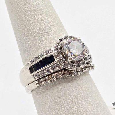 #910 • Sterling Silver Sapphire & Semi-Precious Stone Rings, 6.6g
