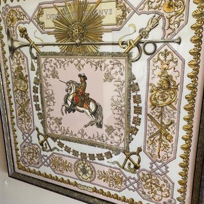 Herme's Framed 100% Silk Scarf/ Scarf measures 35x35 