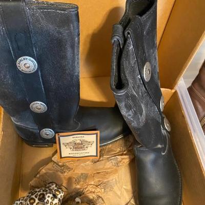 Harley Davidson Leather Mid Calf Motorcycle Boots Size 8