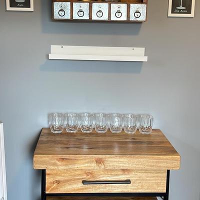 Ashley Furniture Serving Cart With Barware, Hanging Cube and Cocktail Art