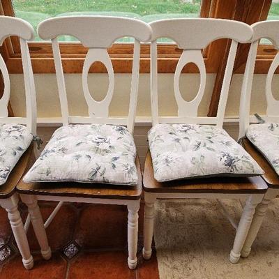 White Farmhouse style Kitchen Chairs Set Of 4. with Envogue Cushions 