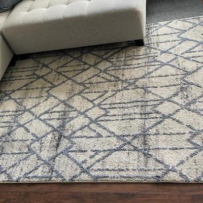 White And Blue Symmetrical Rug by Dynamic Rugs. 