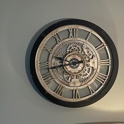 Industrial Type Wall Clock And Paintings With Inspirational Artist Quotes/Sayings