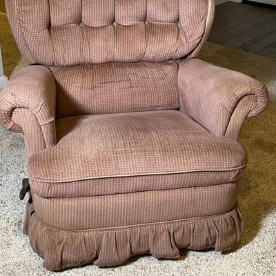 La-Z-Boy Rocking Recliner Chair With A Pink Toned Fabric 