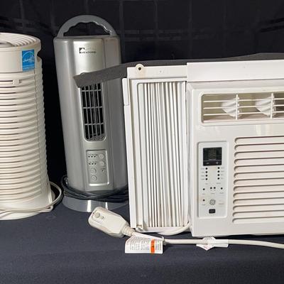 Oscillating GE Window A/C Unit, Honeywell Air Purifier w/Filter, Small Wexford Oscillating Fan