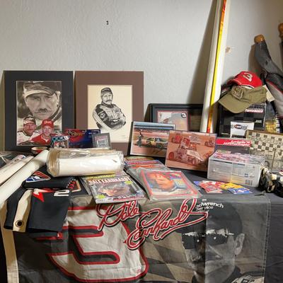 Huge Collection Of Racing Memorabilia Mostly NASCAR Dale Earnhardt (pics, flags, figurines & MORE!
