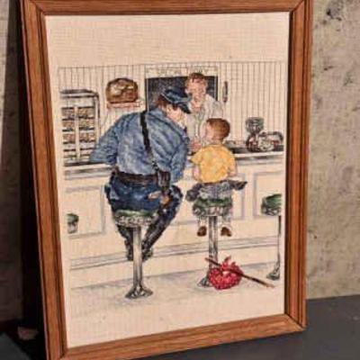 Norman Rockwell Embroidered In Frame
