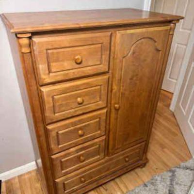 Five Drawer And Closet Cupboard High Top Dresser
