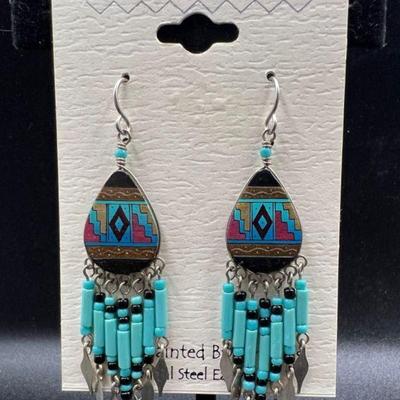 Hand Painted Southwestern Style Earrings
