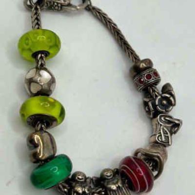 8” Sterling Silver Bracelet with Sterling Silver Charms
