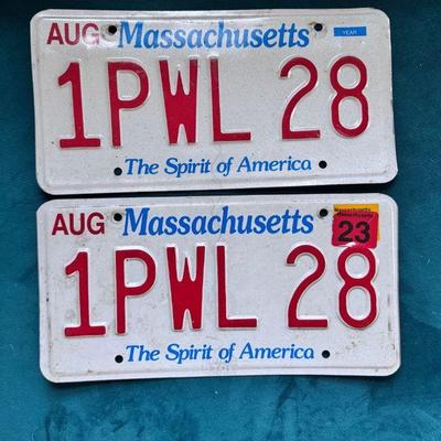 (2) Matching Massachusetts License Plates
