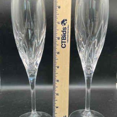 (2) 9” Waterford Crystal Champagne Flutes
