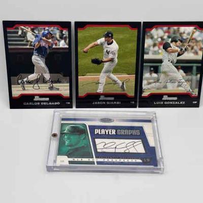 (4) Cards With Signature Feat - Aubrey Huff
