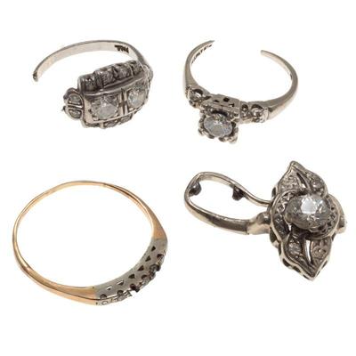 Collection of Diamond, 14k Gold, Palladium, Broken Rings