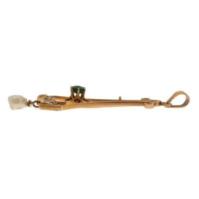Edwardian Pearl, Glass, 14k Lavalier