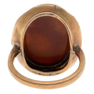Victorian Equestrian-Themed Shell Cameo, 14k Ring