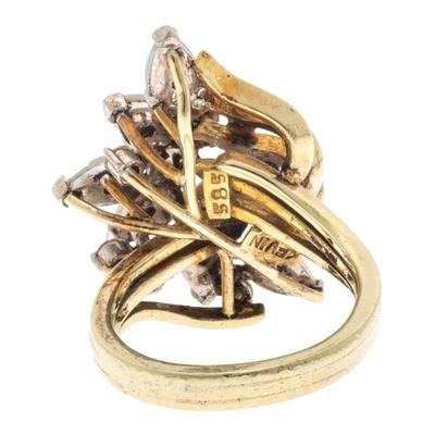 Opal, Diamond, 14k Yellow Gold Ring