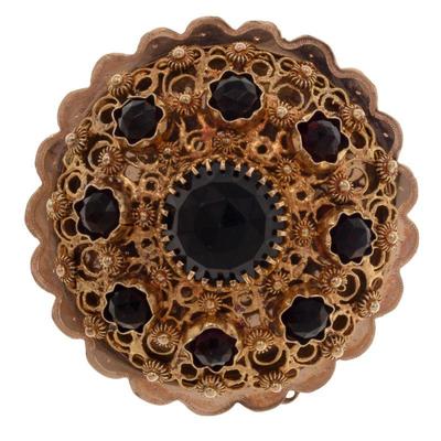 Garnet, 14k Rose Gold Cannetille Pendant