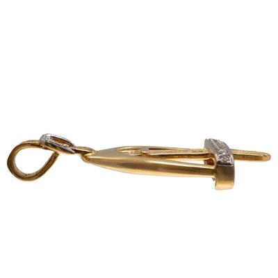 Diamond, 14k Yellow and White Gold Stirrup Pendant