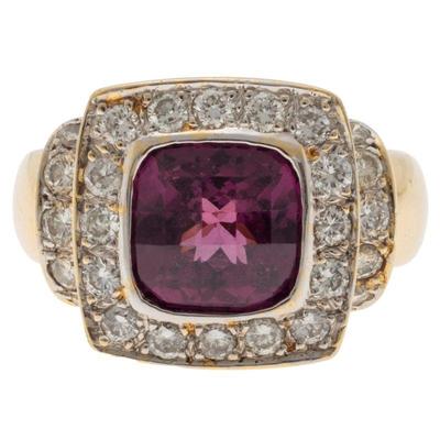 Rhodolite Garnet, Diamond, 14k Yellow Gold Ring