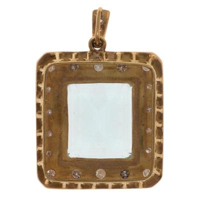 Aquamarine, Diamond, 18k Pendant