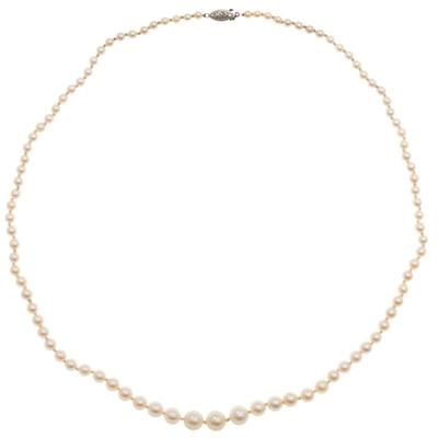 Graduated Cultured Pearl, 14k White Gold Necklace