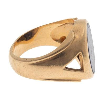 Gent's Lapis Lazuli, 14k Yellow Gold Ring