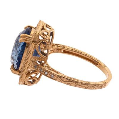 Ceylon No Heat Sapphire, Diamond, 18k Yellow Gold Ring