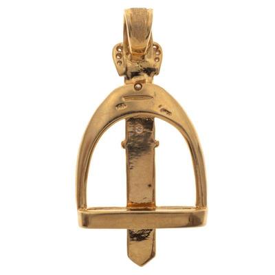 Diamond, 14k Yellow and White Gold Stirrup Pendant