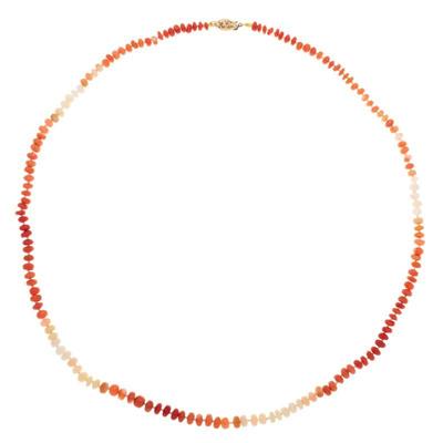 Ombre Coral Bead, 14k Necklace