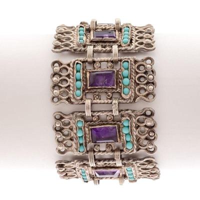 Matilde Poulat Amethyst, Turquoise, Sterling Silver Parure