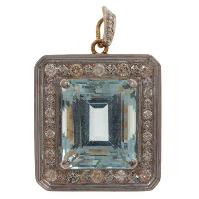 Aquamarine, Diamond, 18k Pendant