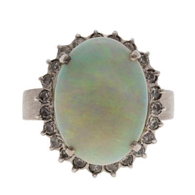 Opal, Diamond, 14k White Gold Ring