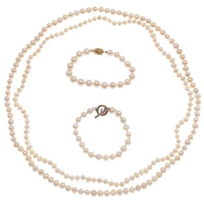 Collection of Freshwater Cultured Pearl Necklaces and Bracelets