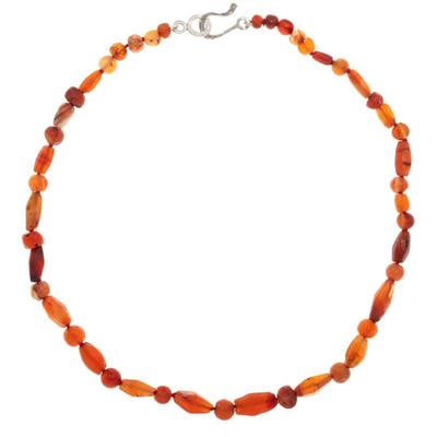 Carnelian Bead, Sterling Silver Necklace