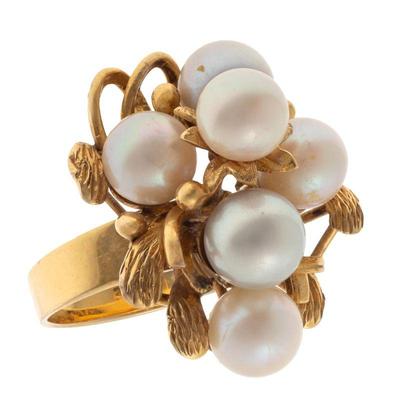 Cultured Pearl, 14k Yellow Gold Ring